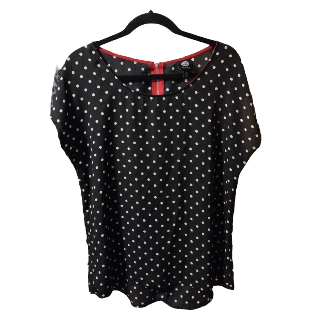 Bobeau Black and White Polka Dot Top